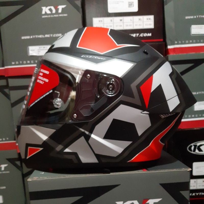 KYT HELM TT COURSE ELECTRON MATT GREY RED