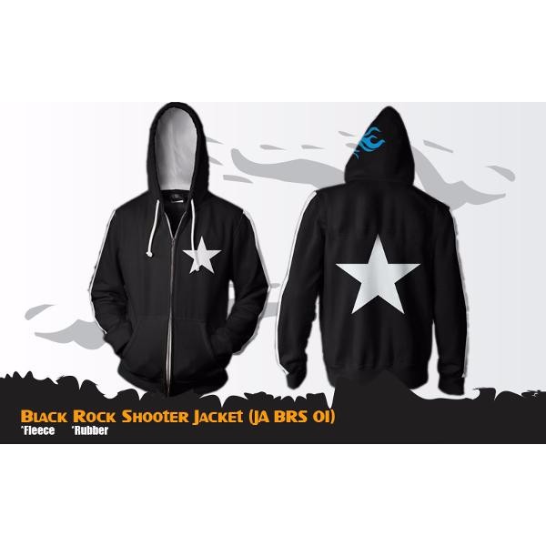 Jaket Zipper Hoodie Anime Black Rock Shooter Hitam JA BRS 01