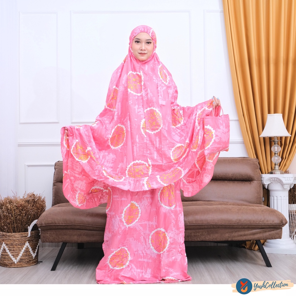 YashCollection Mukena Dewasa Bali Mukena Cemara LAMIA Jumbo-Mukena Rings Pink