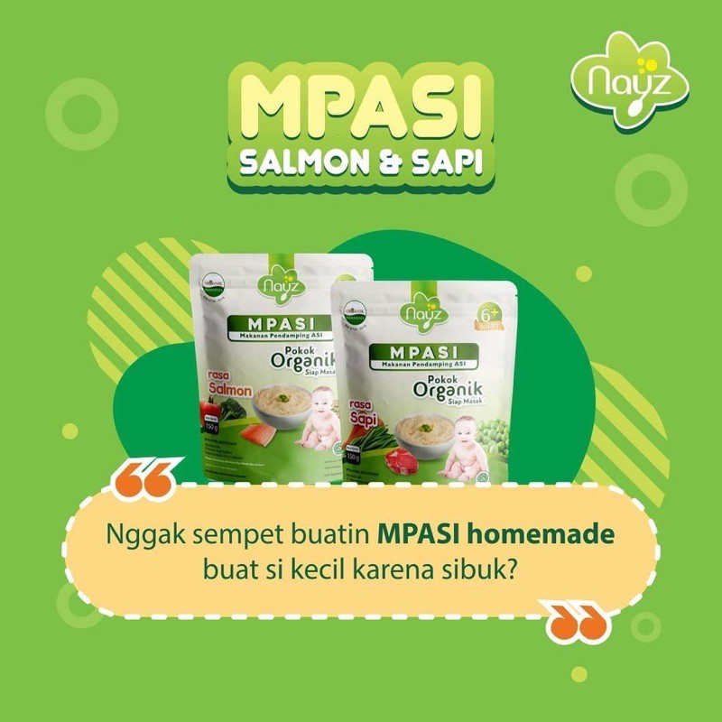 Nayz MPASI organik 150 gram Ikan Salmon/Daging Sapi