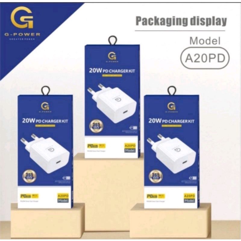 G-POWER A20PD ADAPTOR 1 USB CABLE 20W BATOK CHARGER