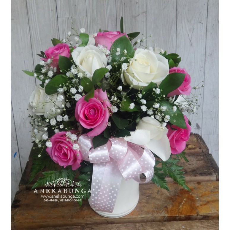 Rangkaian Bunga Mawar Asli Fresh Flower Pot Vas Meja Pajangan Hias Box Shopee Indonesia