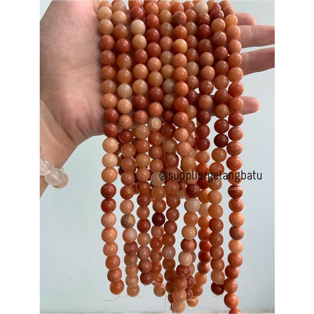 bahan batu Manigajah 10mm oren natural polish corak retak orange akik