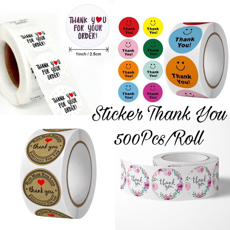 

Thank You Sticker Label 1 Roll Isi 500 Pcs