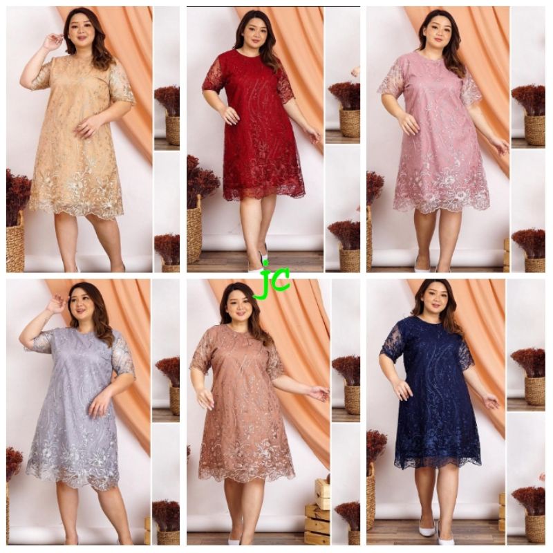 VD- Dress Jovanka bigsize / Dress brukat Jumbo / Dress Wanita Bigsize / Dress Pesta Jumbo