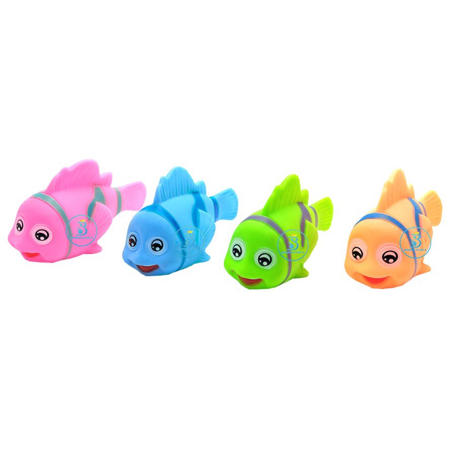 Mainan Anak Ikan Ikanan Karet Bunyi set 4 pcs