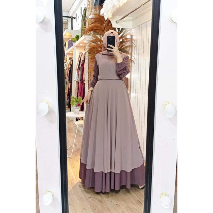 Raissa gamis terbaru | dress wanita terbaru 2021 kekinian remaja mewah | dress premium kombinasi 2 warna polos simpe elegan l cerutty babydoll mix diamond | baju gamis malaysia trand | fashion wanita terbaru | baju kondangan-2