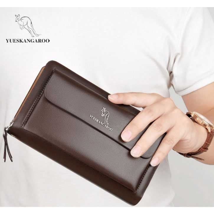 [ORIGINAL] Yueskangaroo Dompet Panjang Kulit Resleting Import Pria dan Wanita Long Wallet Unisex Double Zipper Business Style