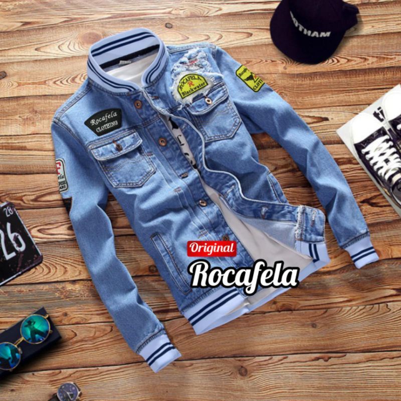 Jaket Jeans Cowok Dewasa Terbaru Model Bordir Bahan Denim Tebal Murah Berkualitas Bisa Outdoor Model Bomber