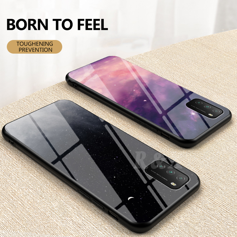Casing Tempered Glass Xiaomi Poco M3 X3 Nfc Redm 9a 9c Note 9s Motif Langit Berbintang