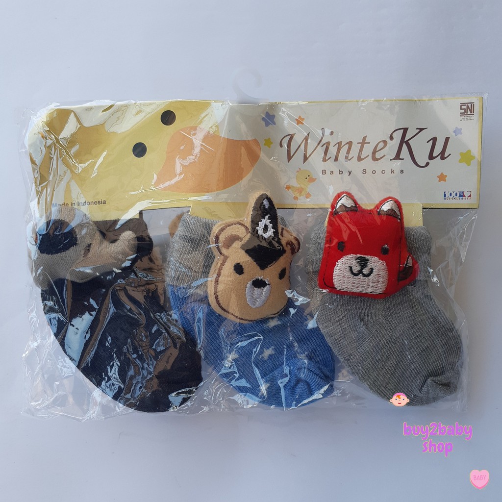 Kaos kaki bayi Winteku Boneka Untuk Usia 1 s.d 12 Bulan Isi 3 PCS