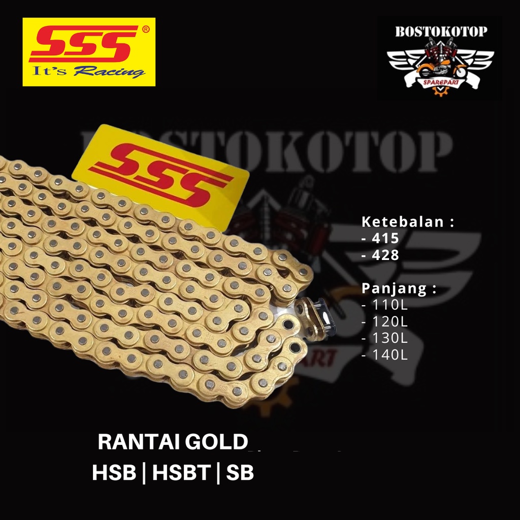 SSS Rantai Rante Gold Emas Harian Balap Touring Universal Yamaha Honda Suzuki Kawasaki 428 415 520 S