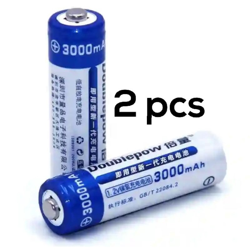 baterai AA isi 2 pcs 3000 mAh rechargeable