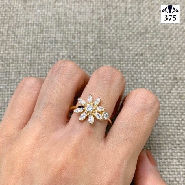 CINCIN EMAS ASLI 10K MODEL BUNGA PUTIH ELEGANT