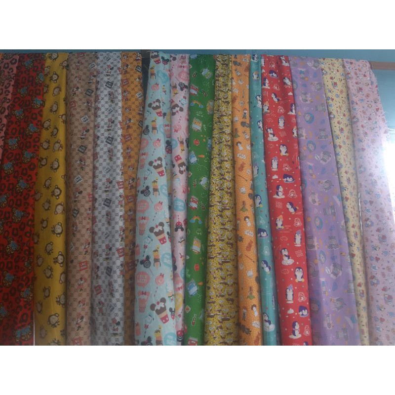 BAHAN KAIN SPREI DISPERSE MIKROTEX MOTIF KARAKTER METERAN