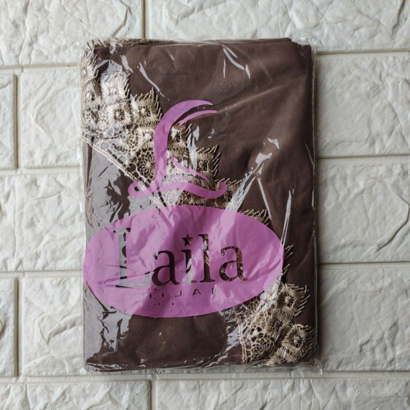 JILBAB INSTAN CASIL LAILA LIST TEPI FULL RENDA-Dark Milo