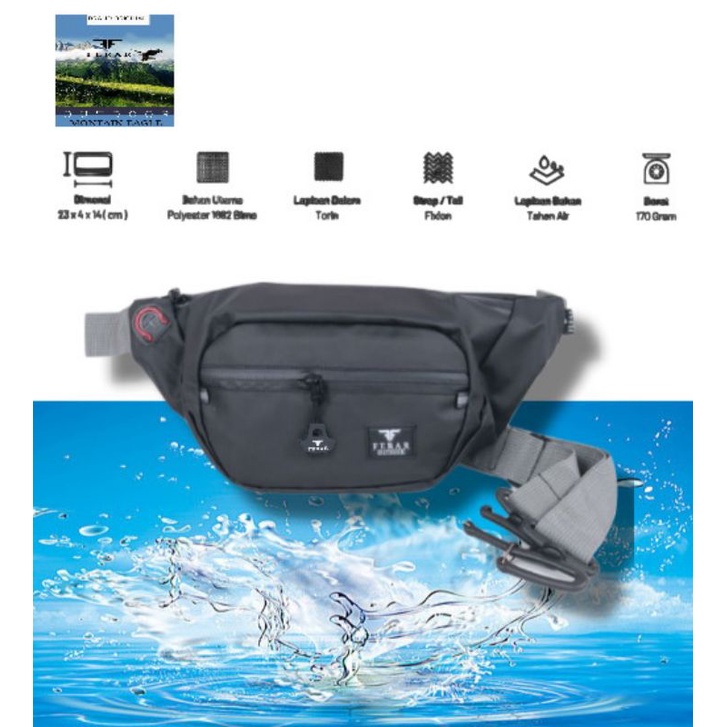 Tas waistbag water Tali copot bisa berputar Ferar outdoor resleting water