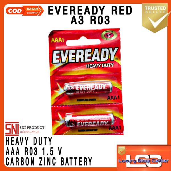 Baterai jam dinding remote AAA A3 / AA A2 1.5V Eveready Merah SNI