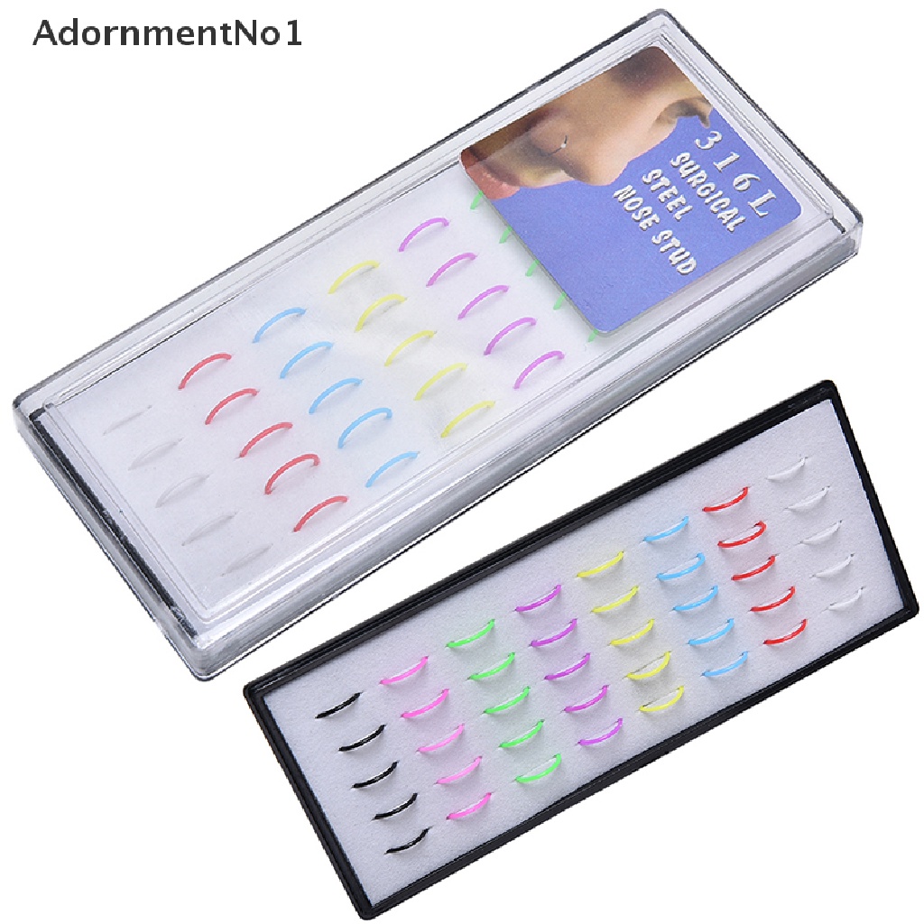 (AdornmentNo1) 40pcs / 1 Kotak Cincin Tindik Hidung / Tubuh Bahan Akrilik Aneka Desain Untuk Pria / Wanita