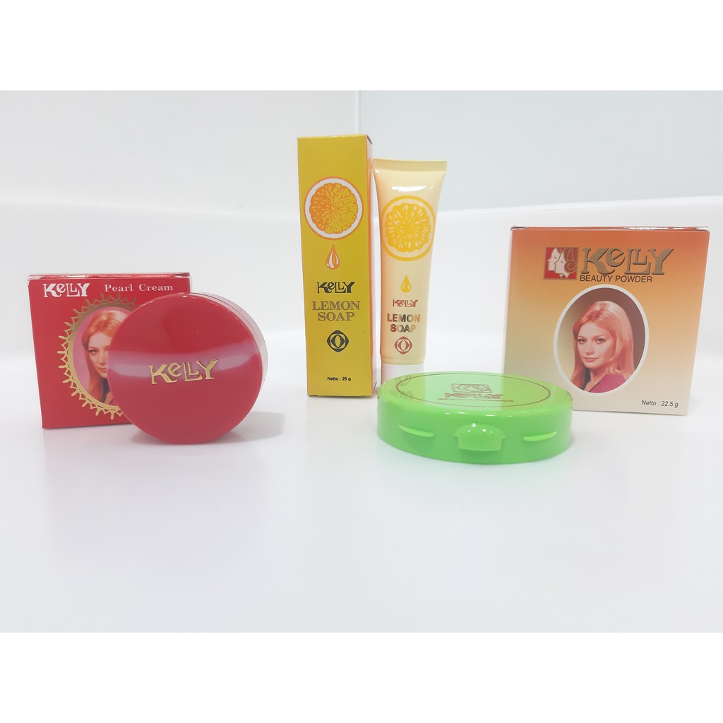 KELLY LEMON SOAP & KELLY CREAM + BEDAK KELLY  (Paket Lengkap Pembersih Wajah)