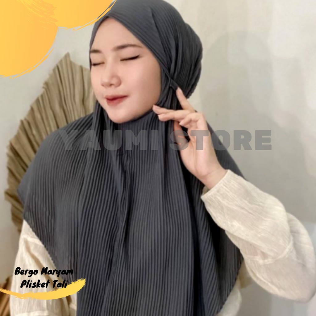 Jilbab Instan Bergo Maryam Plisket Tali Premium