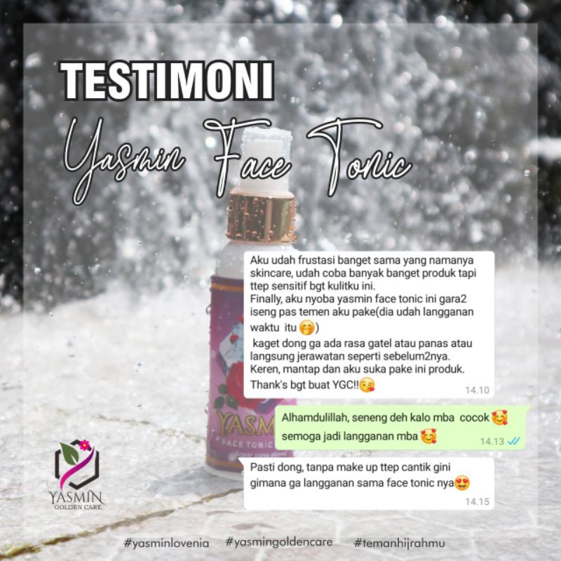 Face Tonic Spray Yasmin Herbal Non Alkohol 100ml - Melembabkan dan Menutrisi Kulit - Penyegar Kulit Wajah - Facial Mist