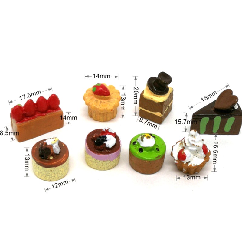 8pcs Miniatur Cupcake Strawberry Cokelat Untuk Rumah Boneka