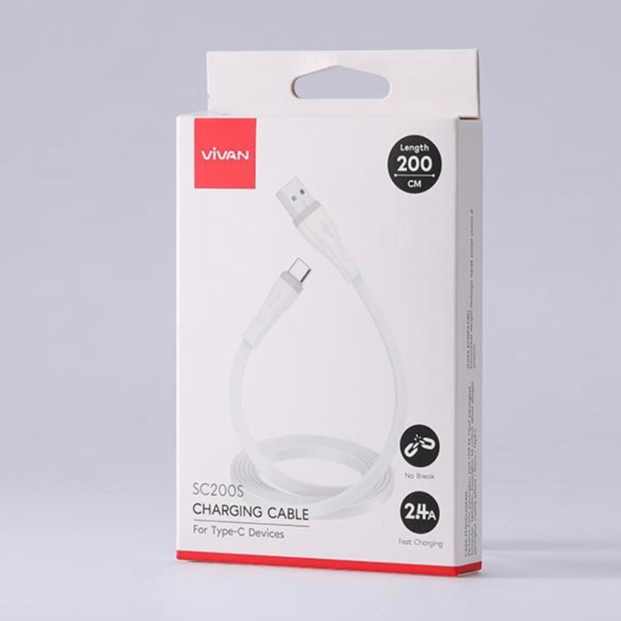 VIVAN Kabel Data SC200S Cable Data USB TYPE-C 2M Fast Charging 2,4A Garansi Original Resmi