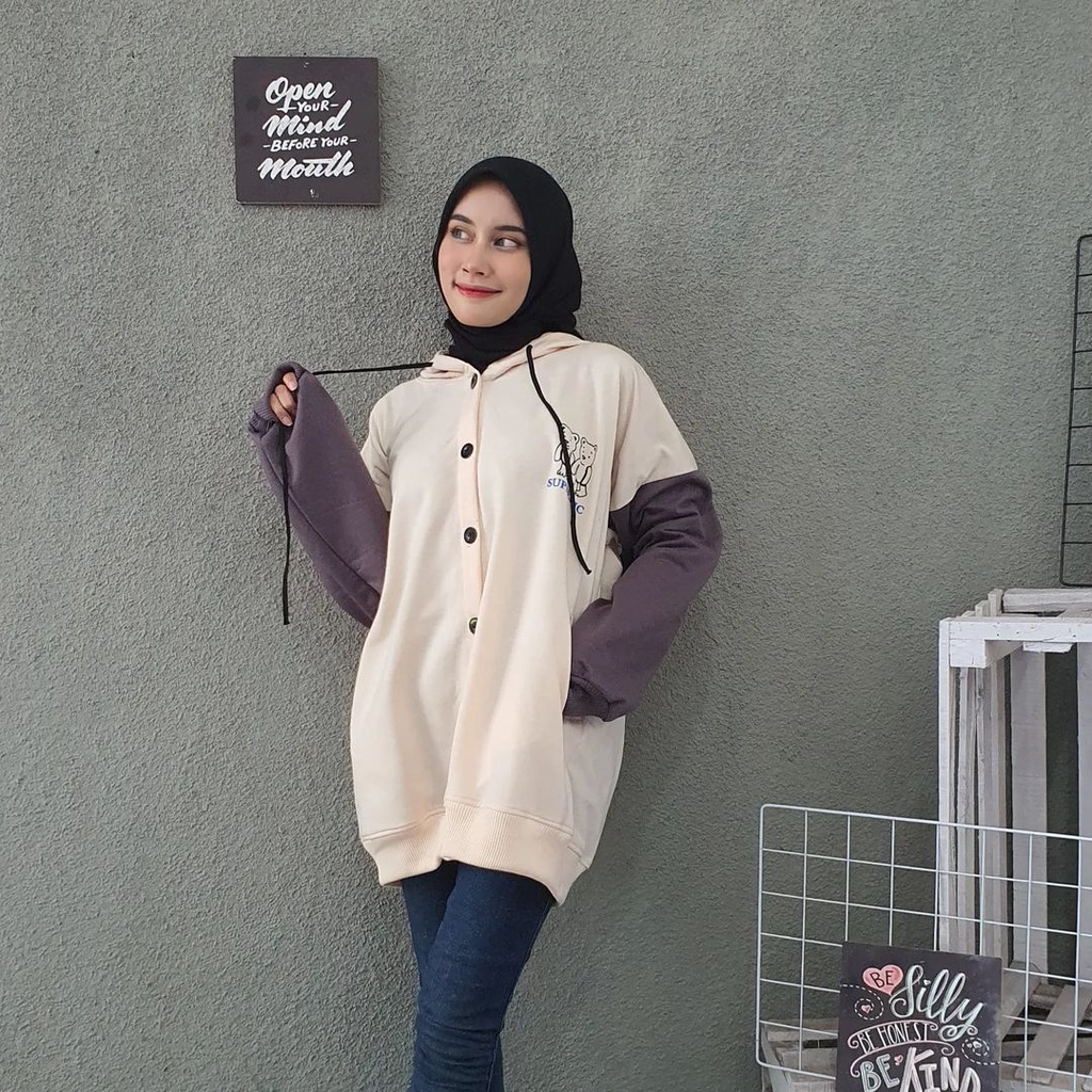 SUPKELHC VARSITY JAKET OVERSIZE | JAKET HOODIE WANITA OVERSIZE | JAKET BASEBALL OOTD KEKINIAN