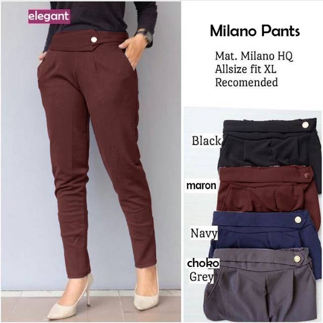 TOTOTAshop.Celana pants wanita MILANO,Bahan tiarafel (bisa melar) real pict