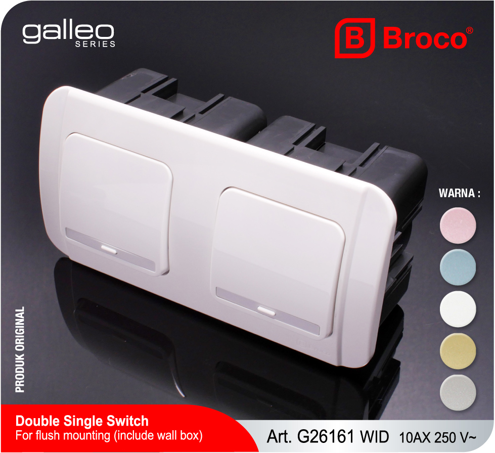 Broco Electrical Galleo G26161 Saklar Engkel 2 Gang WID