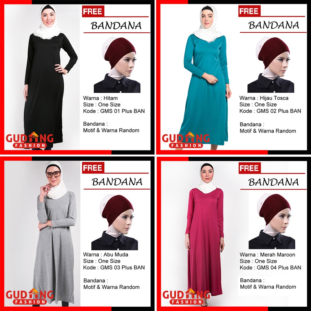 Baju Gamis Murah Muslimah Terbaru Plus Free Bandana (COMB)