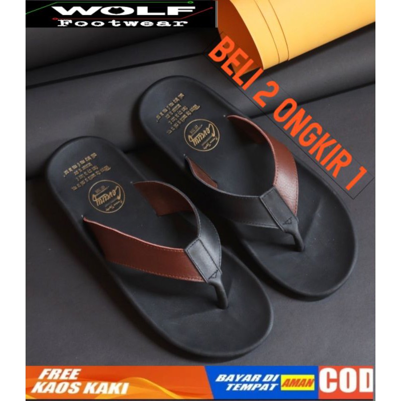 BELI 2 ONGKIR 1! SANDAL JEPIT FULL KULIT ASLI CEVANY 05 JAVIT BLACK BROWN ORIGINAL