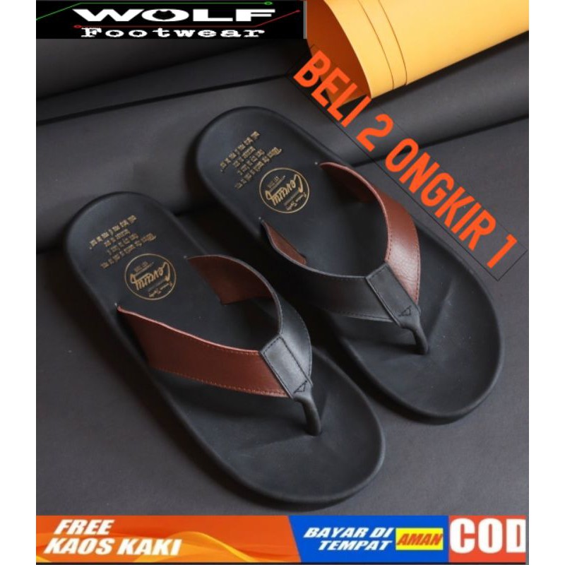 BELI 2 ONGKIR 1! SANDAL FULL KULIT ASLI CEVANY 05 JAVIT BLACK BROWN TAN ORIGINAL