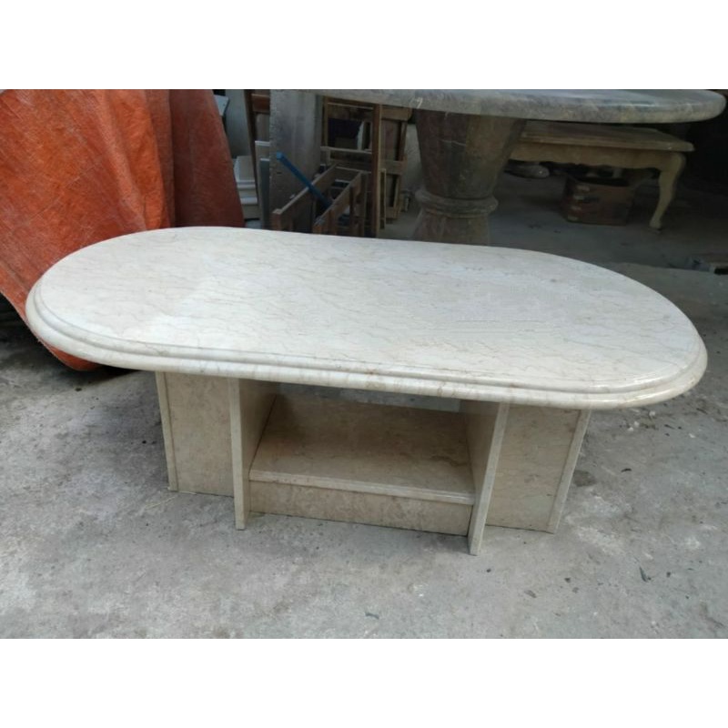 Meja Tamu Marmer Oval