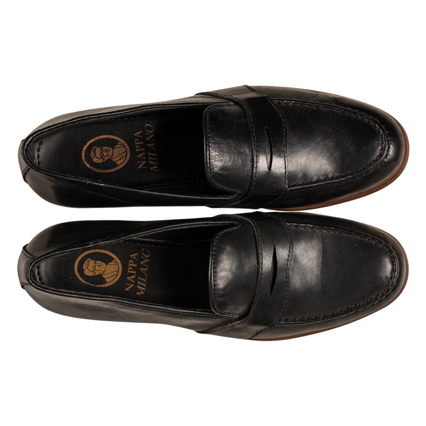 GILLY PENNY LOAFERS BLACK WOMEN SHOES - NAPPA MILANO