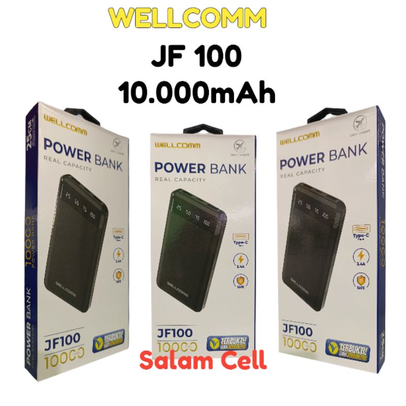 Powerbank WELLCOMM JF200 20.000mAh Power Bank JM100 VVIP 10.000mAh Type C Input 2 Output Original Garansi