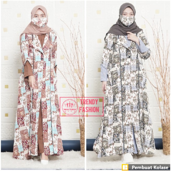 Gamis syari Rayon Premium kombinasi Katun polos monalisa Import hifashion terkini plus masker senada