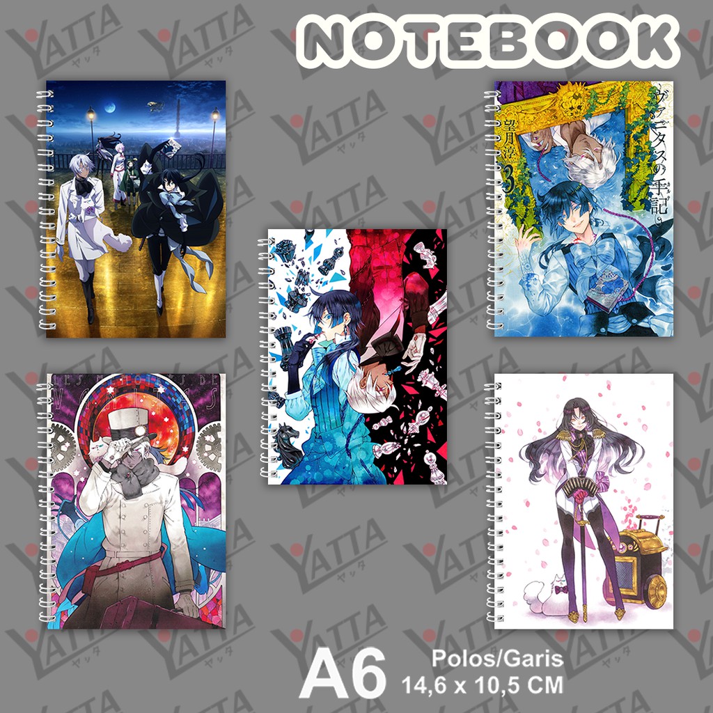 

Notebook Anime ukuran A6 10,5 cm x 14,8 cm Vanitas no Karte YOTAKUSHOP