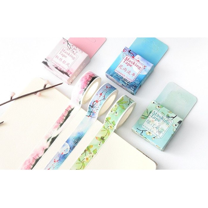 Japanese Washi Tape - Flower Falls And Blow Pattern (1,5cmx7m)