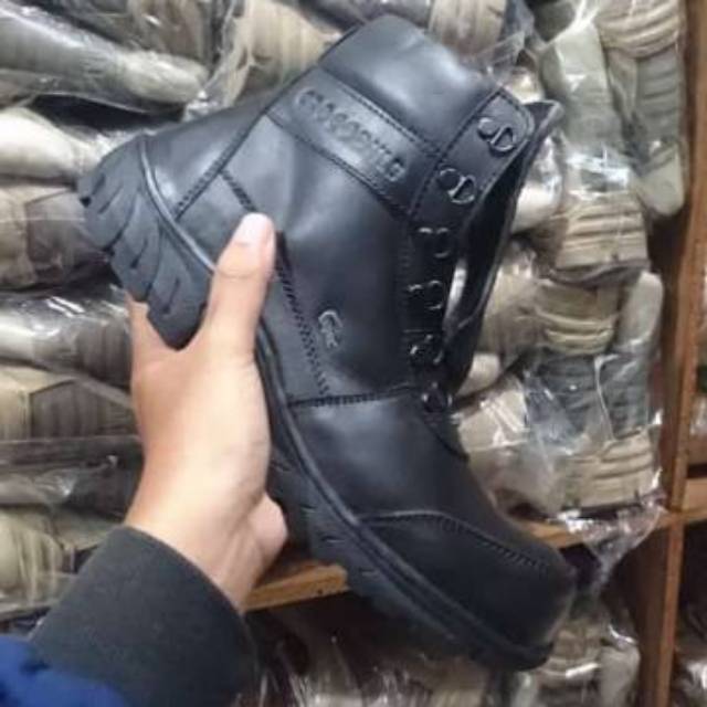 BIG PROMO | SEPATU SAFETY KULIT ASLI BOOTS PRIA RESLETING POLISI TNI PDH KUAT TERMURAH CROC JP