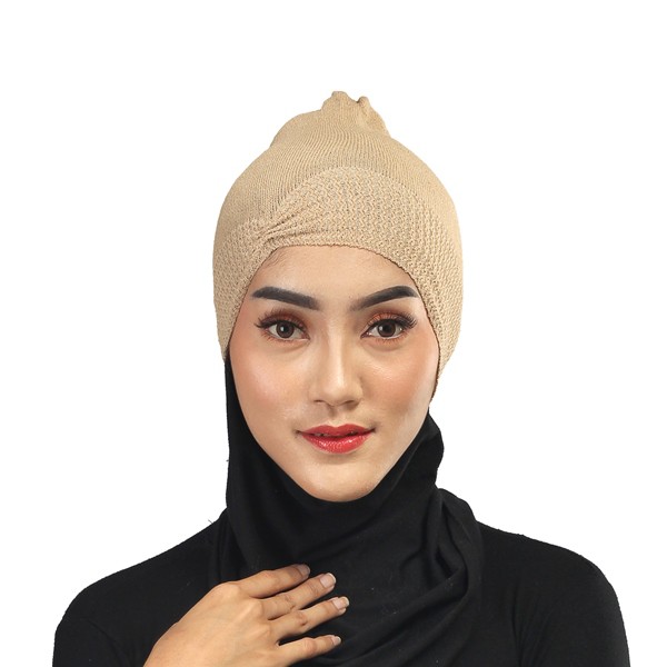 Ciput Rajut Wanita untuk Hijabers model polos dengan warna Coklat - 500