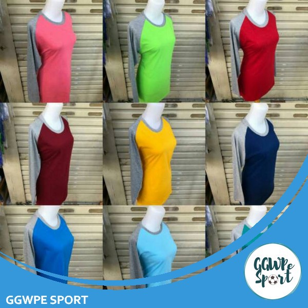 Kaos Polos raglan Ultra Premium Cotton wanita / cewek / ladies longsleeve / lengan panjang