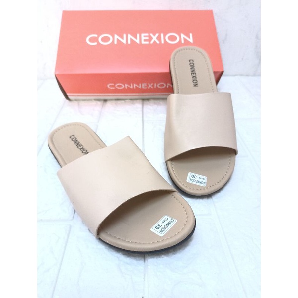 Sandal Wanita slip on Brand Matahari SALE Connexion Slop polos teplek Fashion Cewek Terbaru (CNX FLT 01)