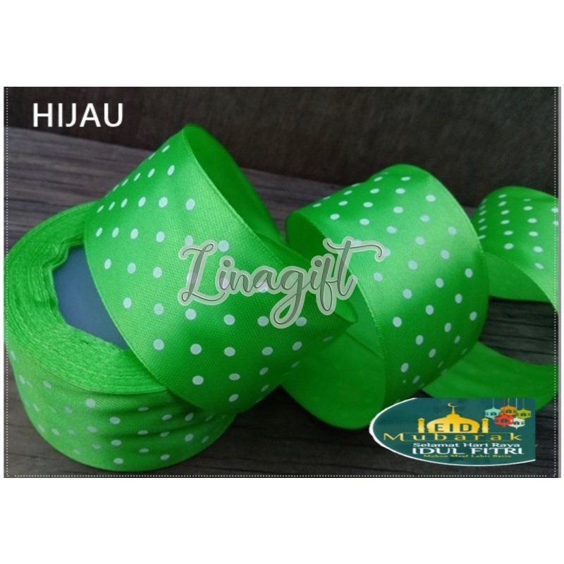 ( 3 Meter ) PITA SATIN POLKADOT 1.5 IN / 4 CM / 1 1/2 INCH - PITA SATEEN ONDE / PITA SATEN KAIN / HIASAN KADO / PARCEL / HAMPERS / GOODIE BAG / SOUVENIR PARSEL SNACK BINGKISAN DEKOR DEKORASI PESTA BINGKISAN RANGKAIAN BUKET BUNGA FLORIST