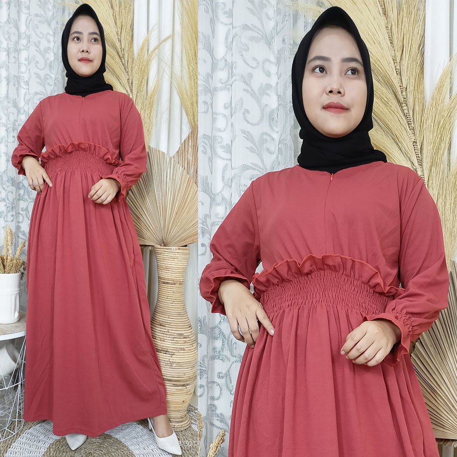 CARLINA Gamis Leia Kerut Pinggang Busui Friendly Dress Maxy Wanita