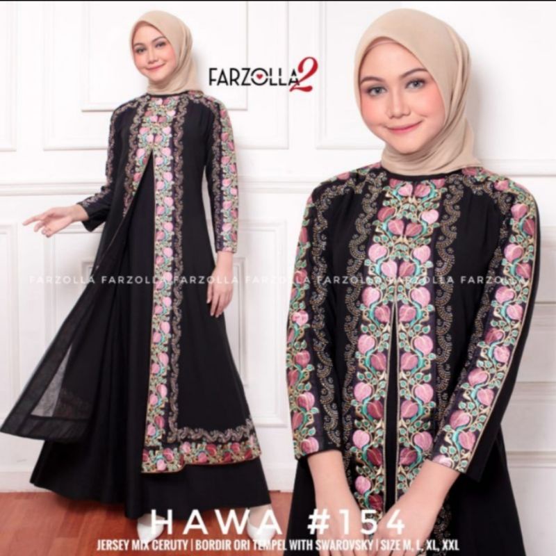 GAMIS ABAYA ARAB/TURKI HAWA #154 DRESS WANITA ORI BORDIR