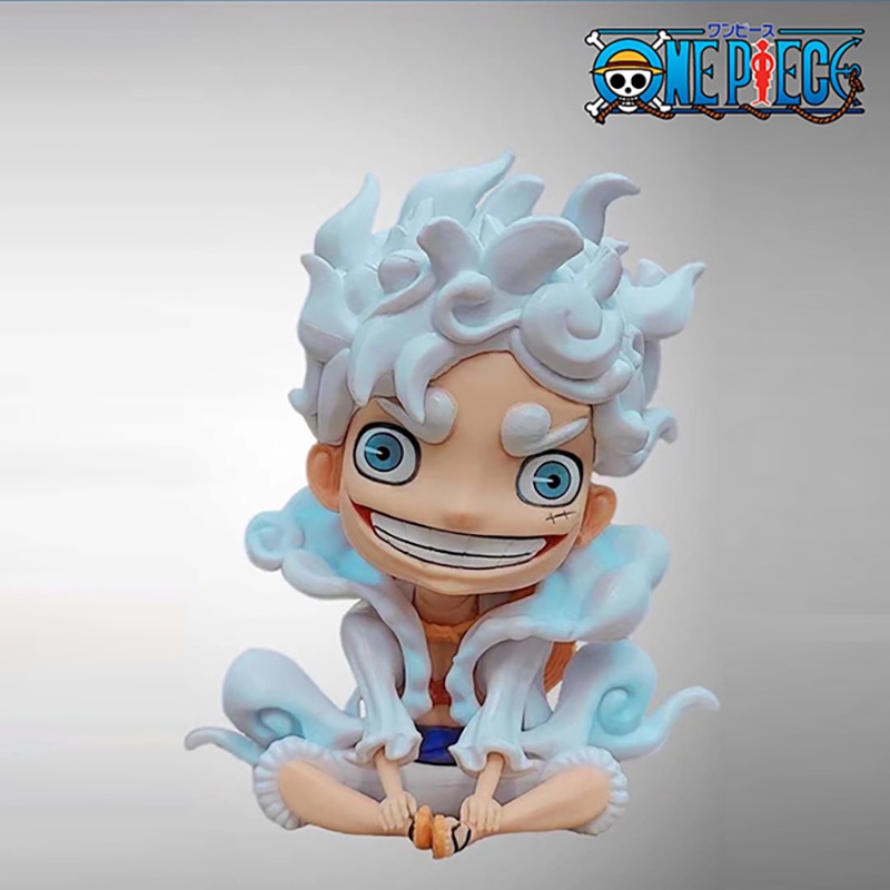 Mainan Action Figure Model Anime One Piece Luffy Gear 5 12cm Q version Sun God Luffy Nika Bahan PVC