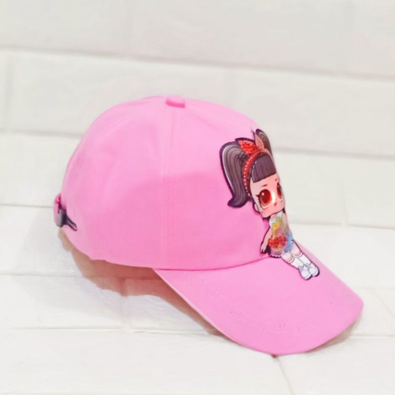 Topi anak Perempuan karakter LED LOL Umur 2-10Tahun