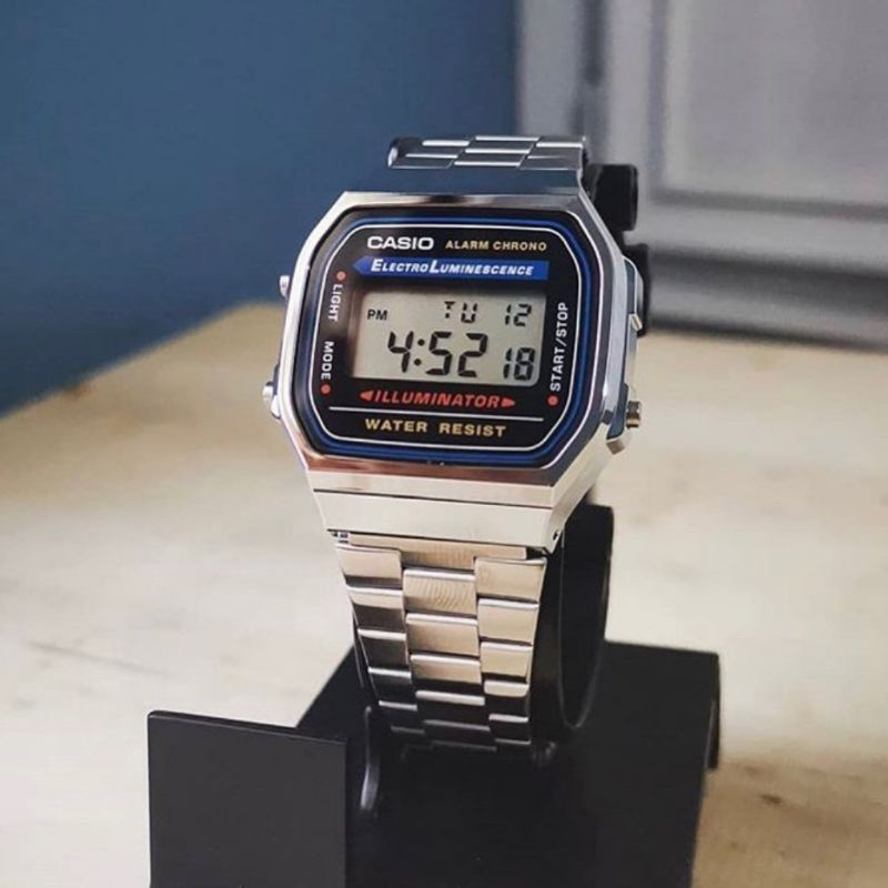 Jam tangan pria digital casio A-168WA-1A New original retro